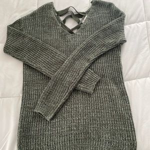 Green sweater lace up back